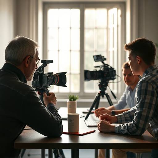 People collaborating in a video production meeting